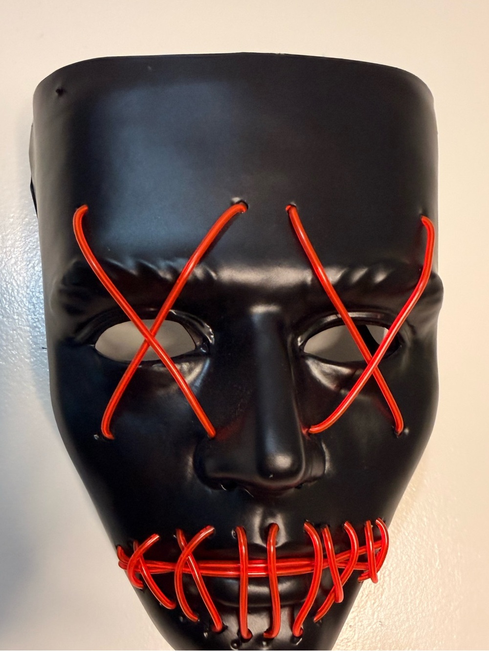 LED Light Up Purge Style Halloween Mask Black Red Costume Mask